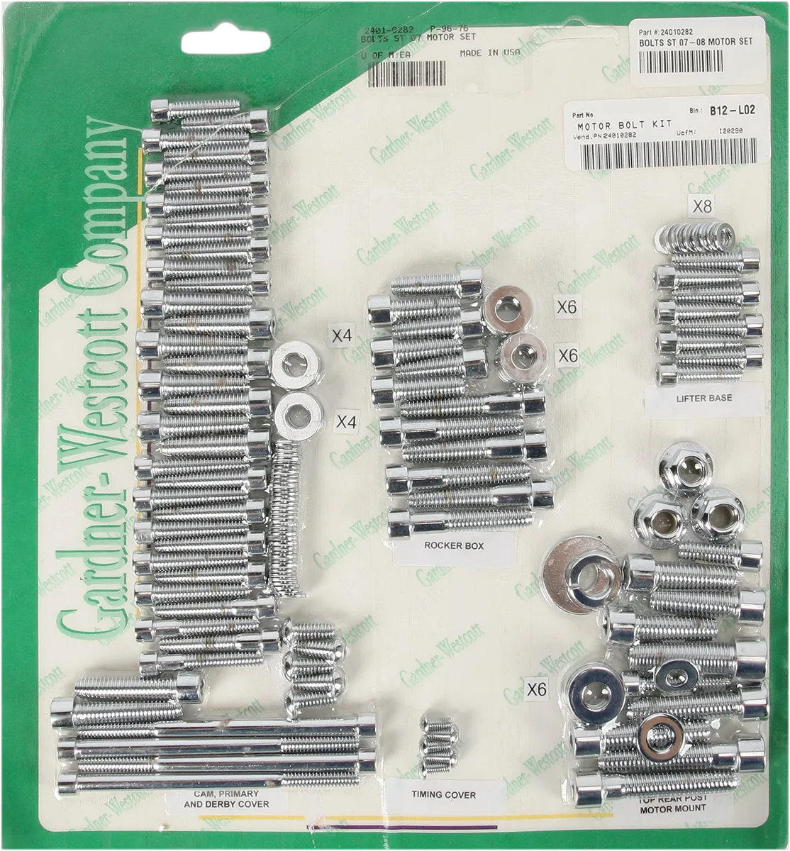2401-0282 - GARDNER-WESTCOTT Motor Bolt Set - '07-'17 Softail P-96-76