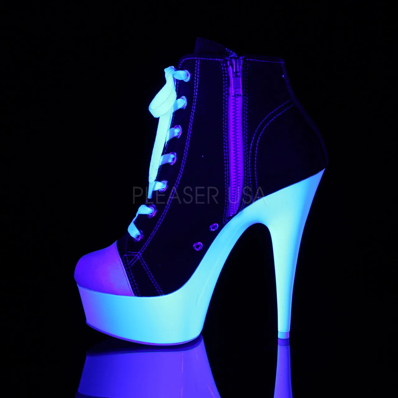 6" Heel Black-White Platform Booties*