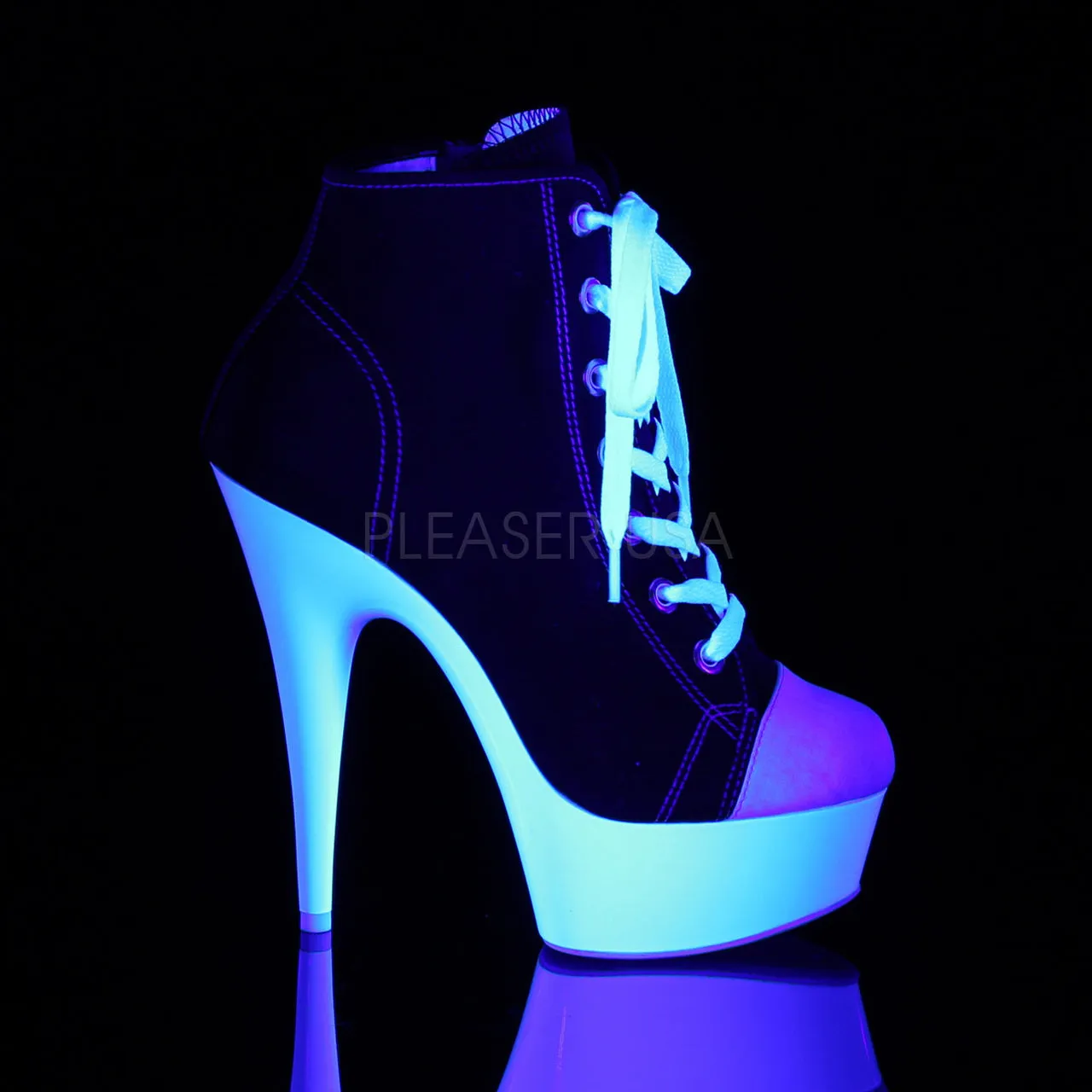 6" Heel Black-White Platform Booties*