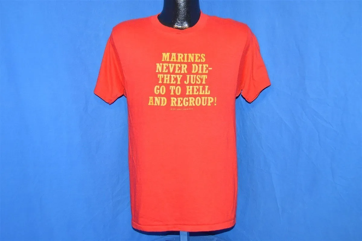 80s Marines Never Die Just Regroup USMC t-shirt Small