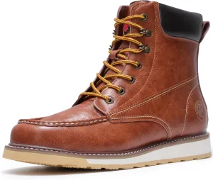 ANGRYRAM Steel Toe Work Boots for Men Comfortable Moc Toe Safety Boots,Waterproof Slip Puncture Resistant Industrial & Construction Work Boots