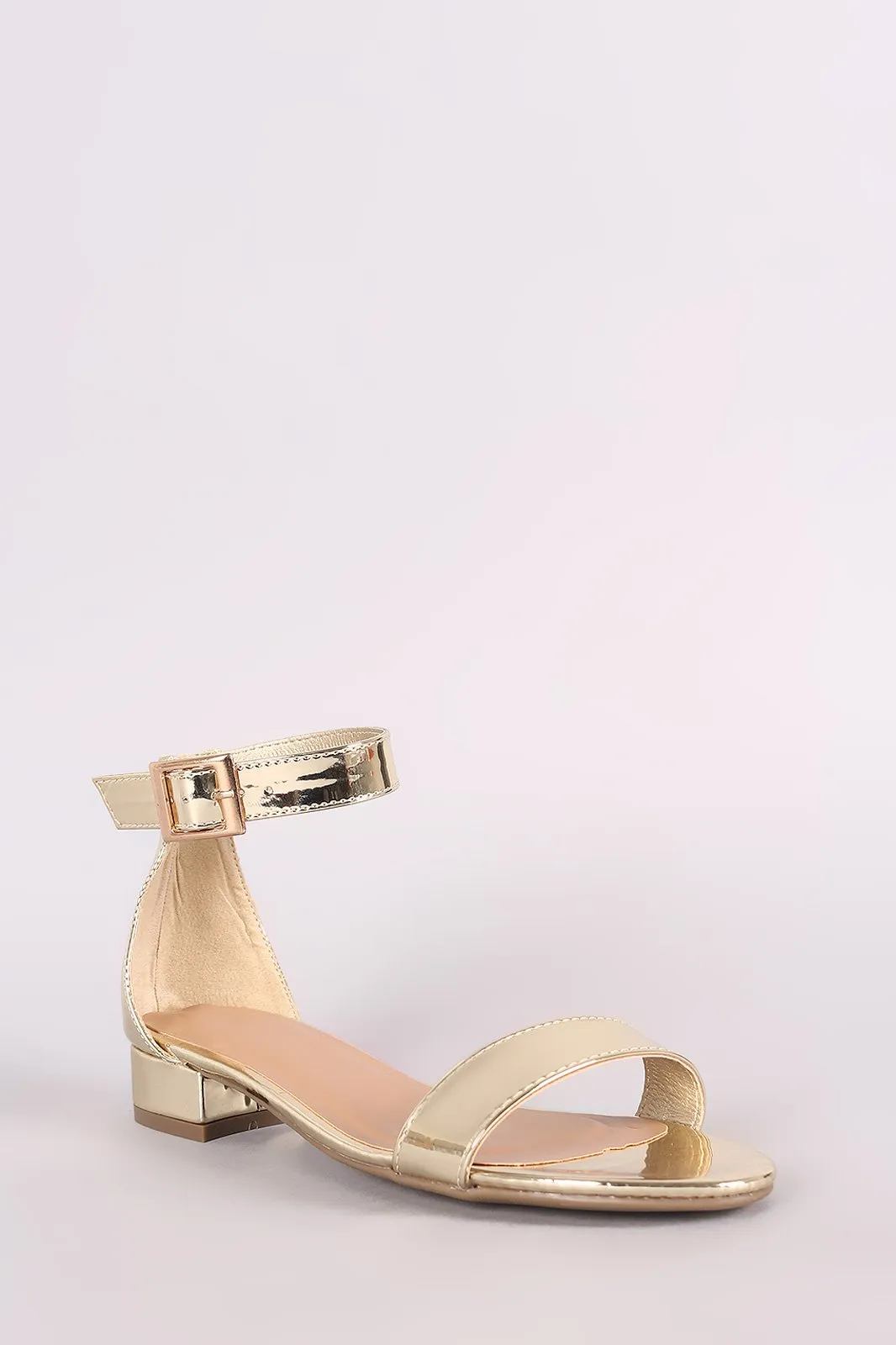 Bamboo Metallic Open Toe Ankle Strap Sandal