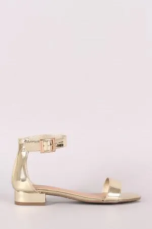 Bamboo Metallic Open Toe Ankle Strap Sandal