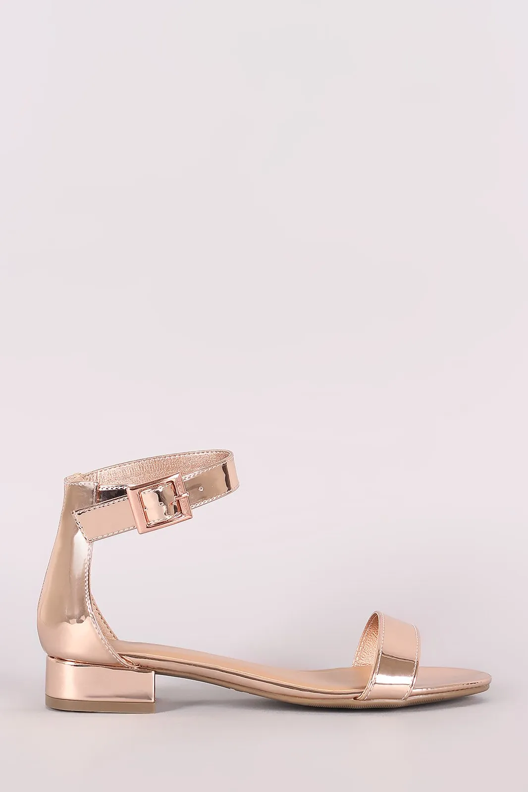 Bamboo Metallic Open Toe Ankle Strap Sandal