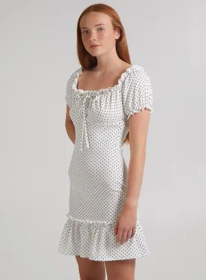 Bardot Polka Dot Puff Sleeve Dress