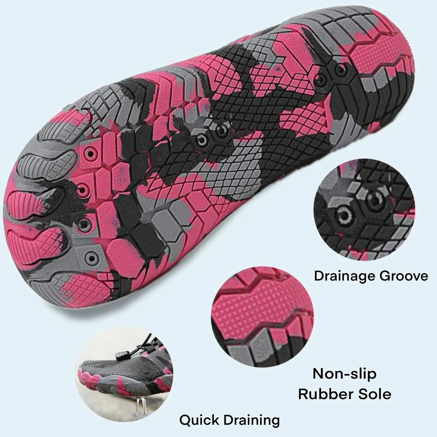 Barefoot Water Shoes for Women Men, Barefoot Shoes with Wide Toe Box, Non-Slip & Quick Dry Breathable Beach Pool Aqua Swim Surf Hiking Walking Shoes