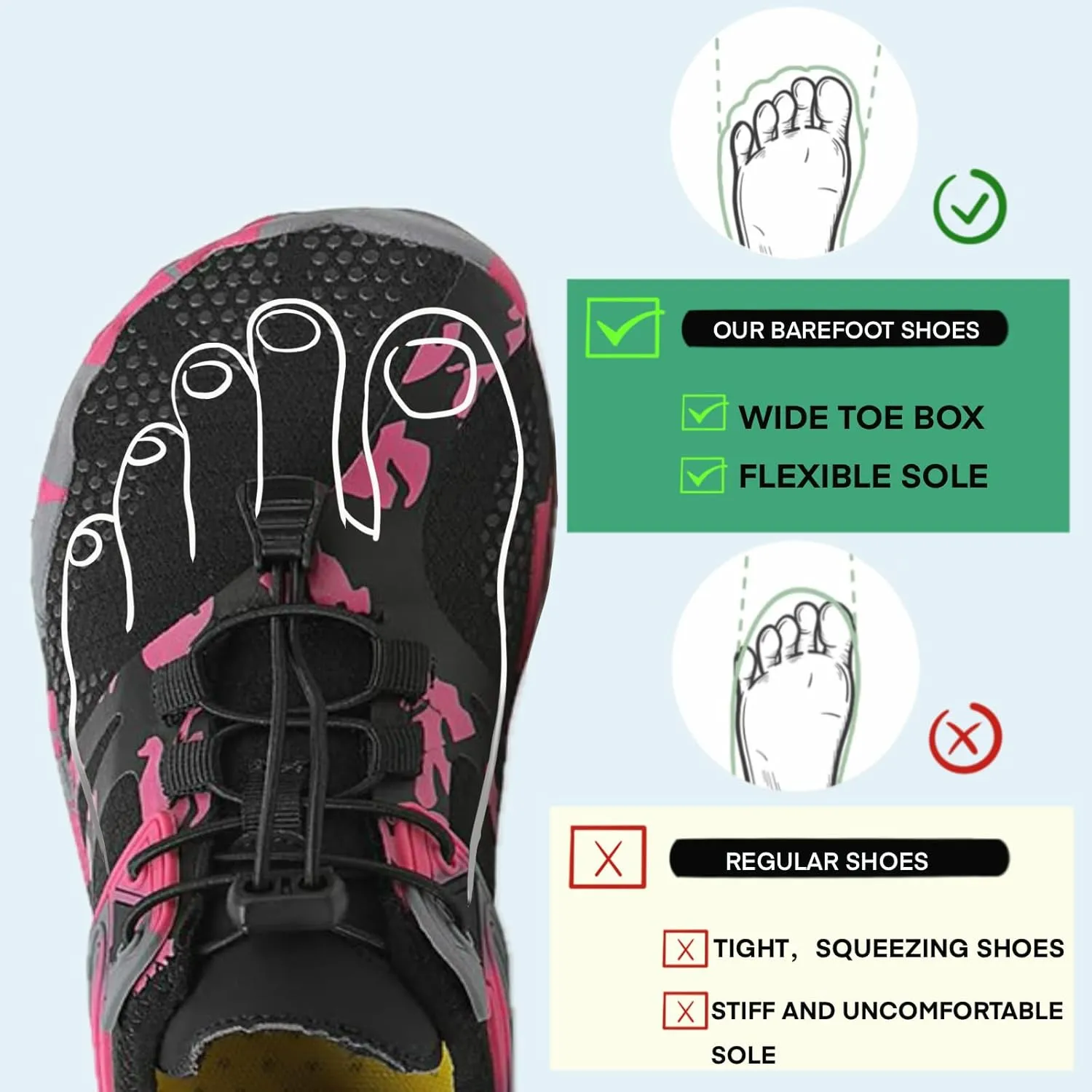 Barefoot Water Shoes for Women Men, Barefoot Shoes with Wide Toe Box, Non-Slip & Quick Dry Breathable Beach Pool Aqua Swim Surf Hiking Walking Shoes