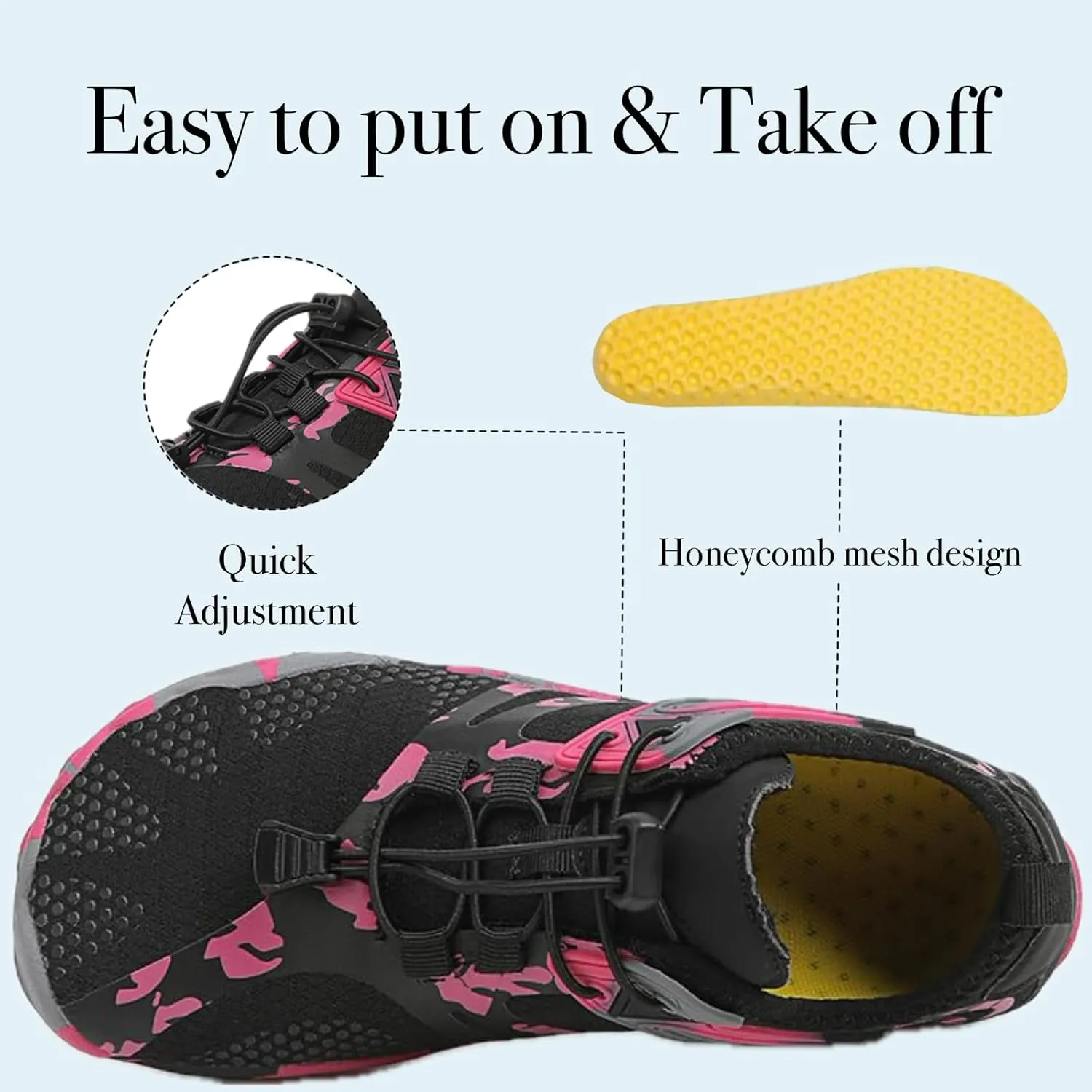 Barefoot Water Shoes for Women Men, Barefoot Shoes with Wide Toe Box, Non-Slip & Quick Dry Breathable Beach Pool Aqua Swim Surf Hiking Walking Shoes