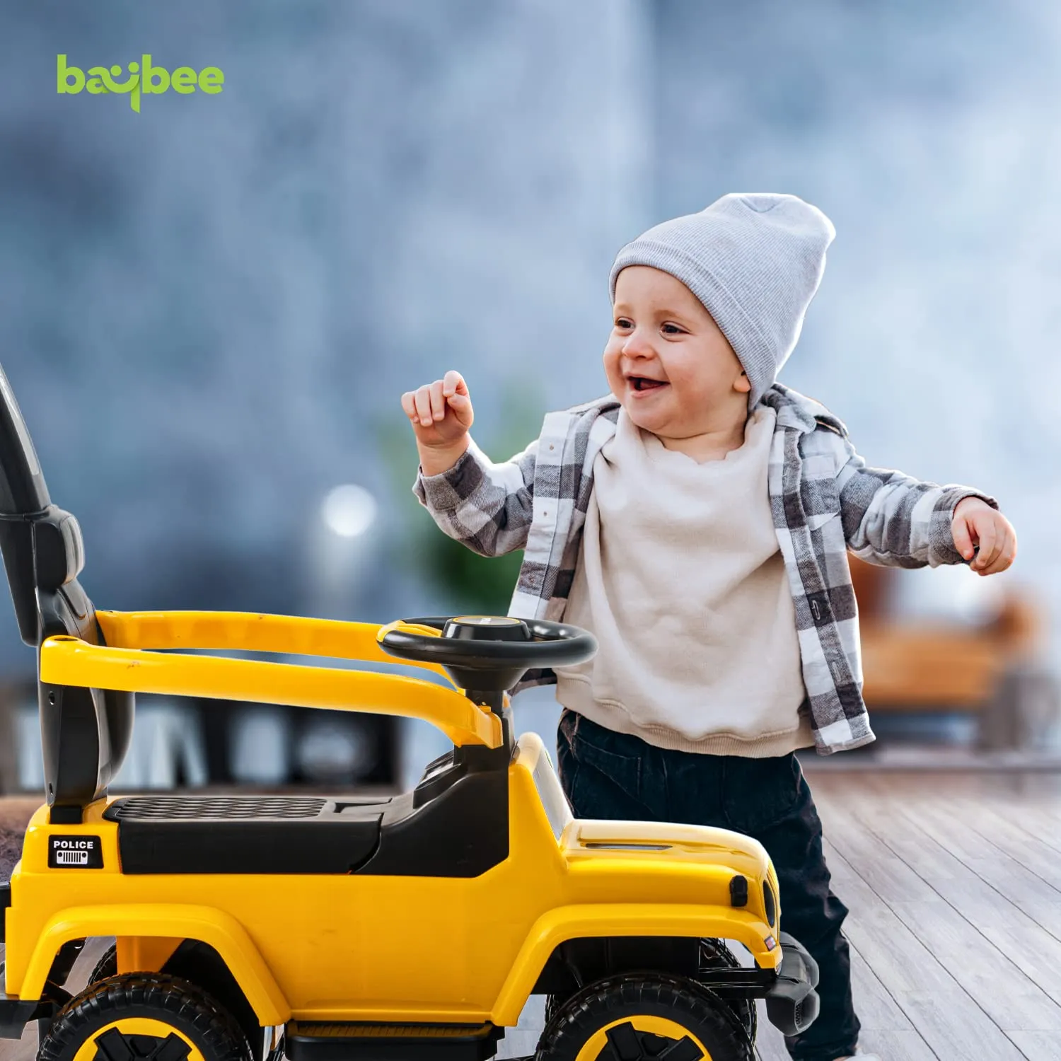 Baybee Raven Push Ride on Car for Kids Ride on Push Cars with Music Light Safety Bar & Push Handle