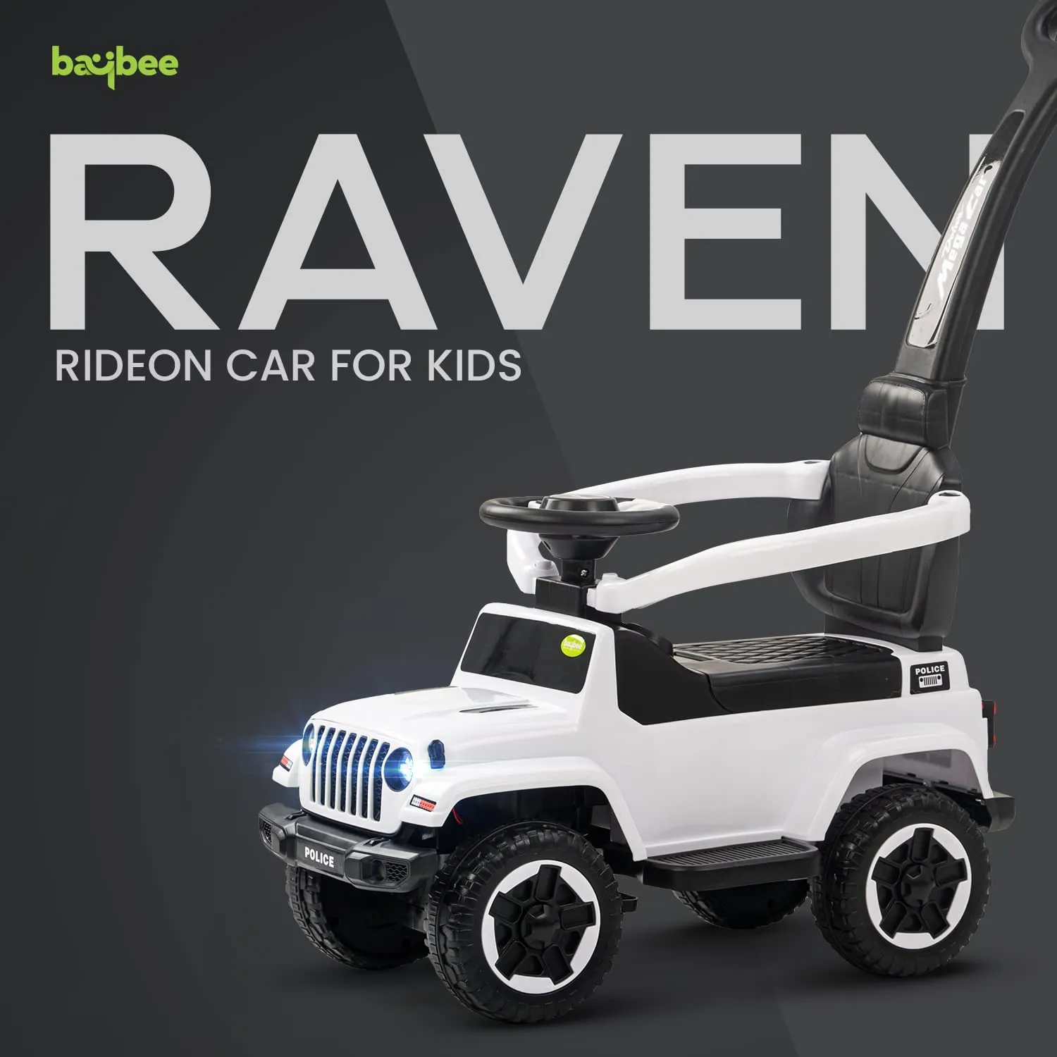 Baybee Raven Push Ride on Car for Kids Ride on Push Cars with Music Light Safety Bar & Push Handle