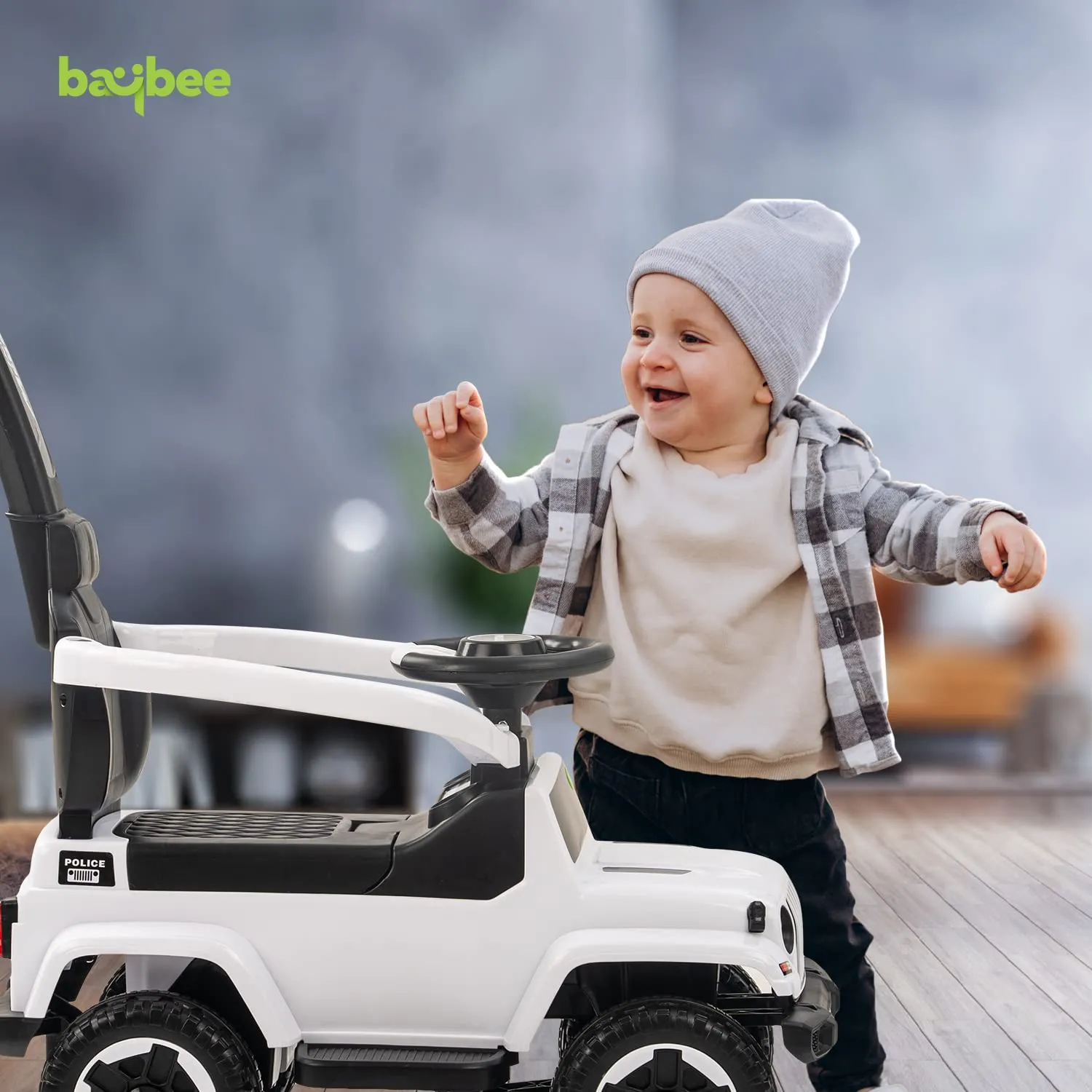 Baybee Raven Push Ride on Car for Kids Ride on Push Cars with Music Light Safety Bar & Push Handle