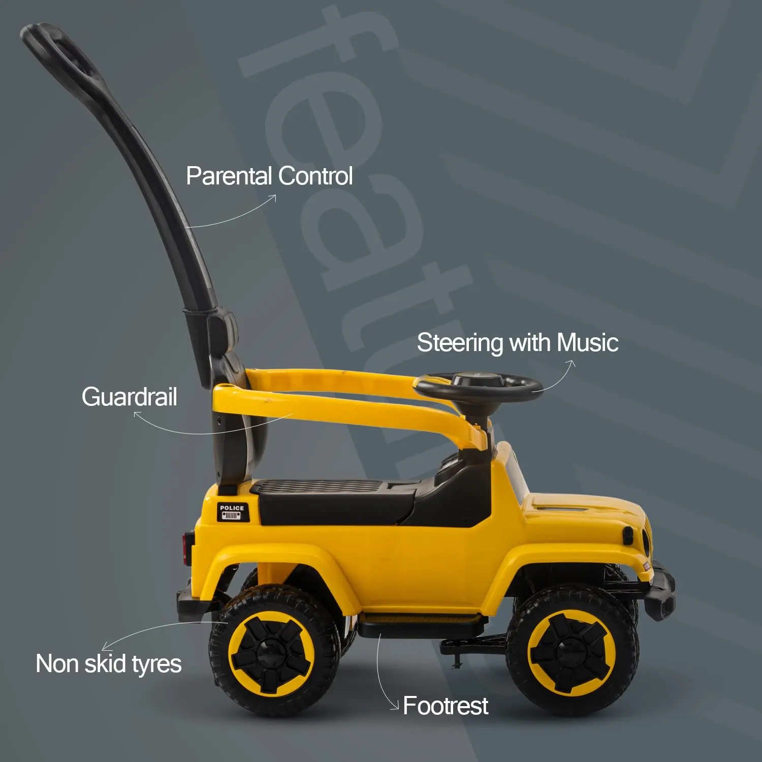 Baybee Raven Push Ride on Car for Kids Ride on Push Cars with Music Light Safety Bar & Push Handle