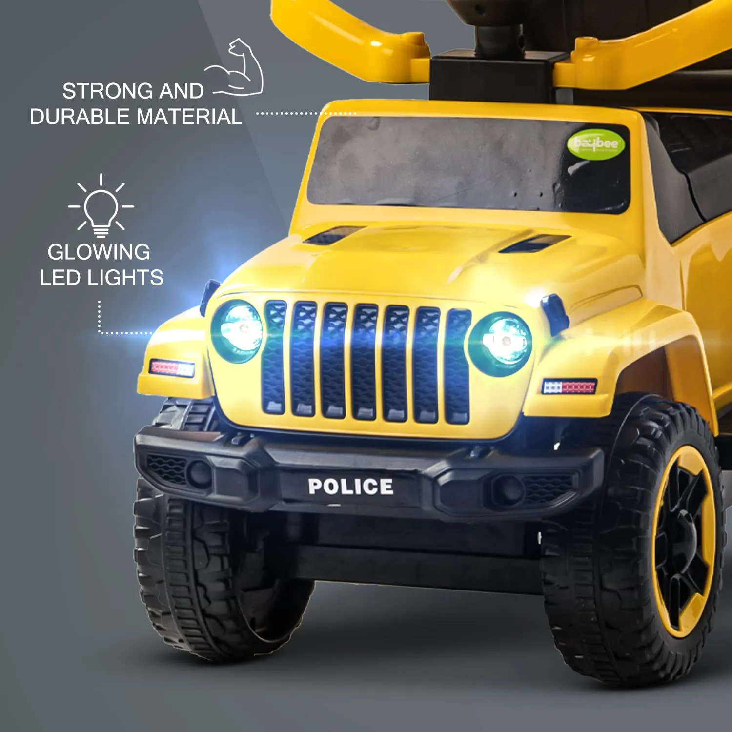 Baybee Raven Push Ride on Car for Kids Ride on Push Cars with Music Light Safety Bar & Push Handle