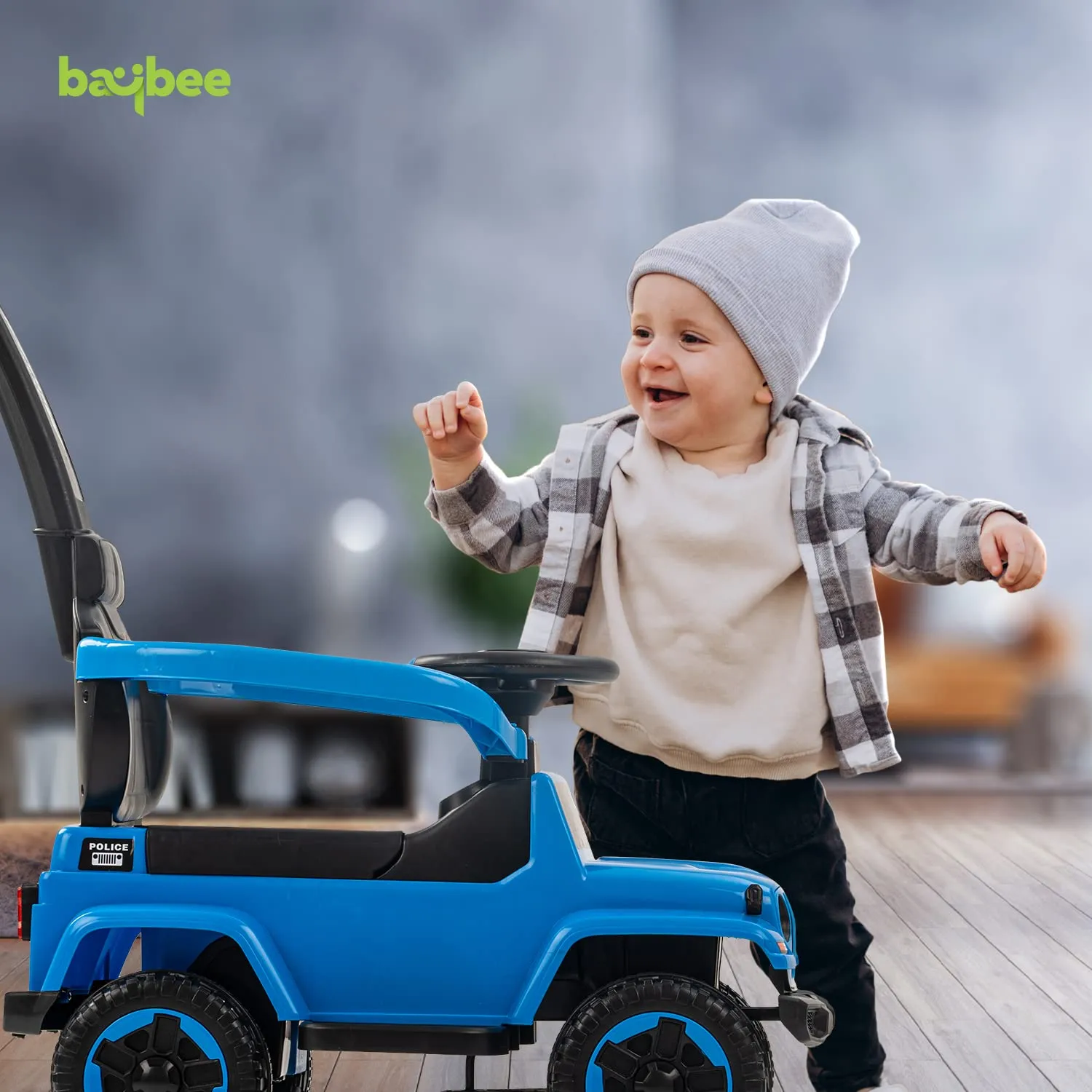 Baybee Raven Push Ride on Car for Kids Ride on Push Cars with Music Light Safety Bar & Push Handle