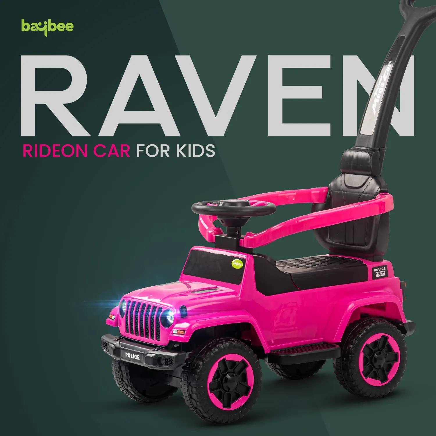 Baybee Raven Push Ride on Car for Kids Ride on Push Cars with Music Light Safety Bar & Push Handle