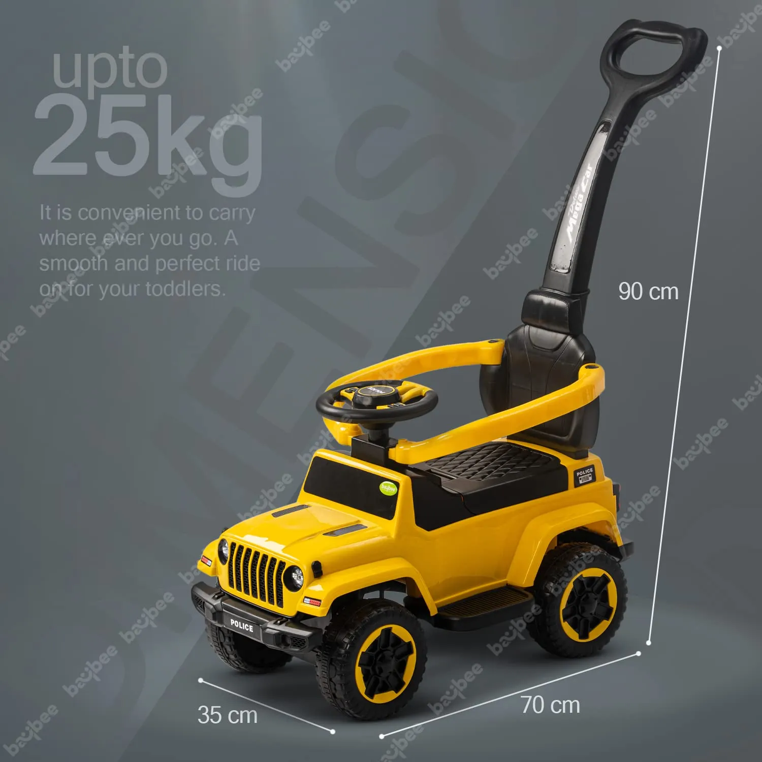 Baybee Raven Push Ride on Car for Kids Ride on Push Cars with Music Light Safety Bar & Push Handle