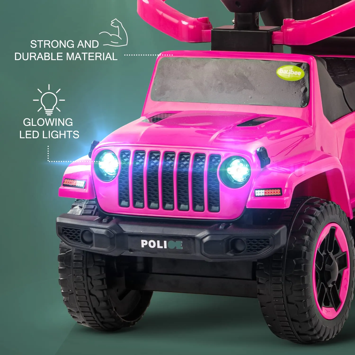 Baybee Raven Push Ride on Car for Kids Ride on Push Cars with Music Light Safety Bar & Push Handle