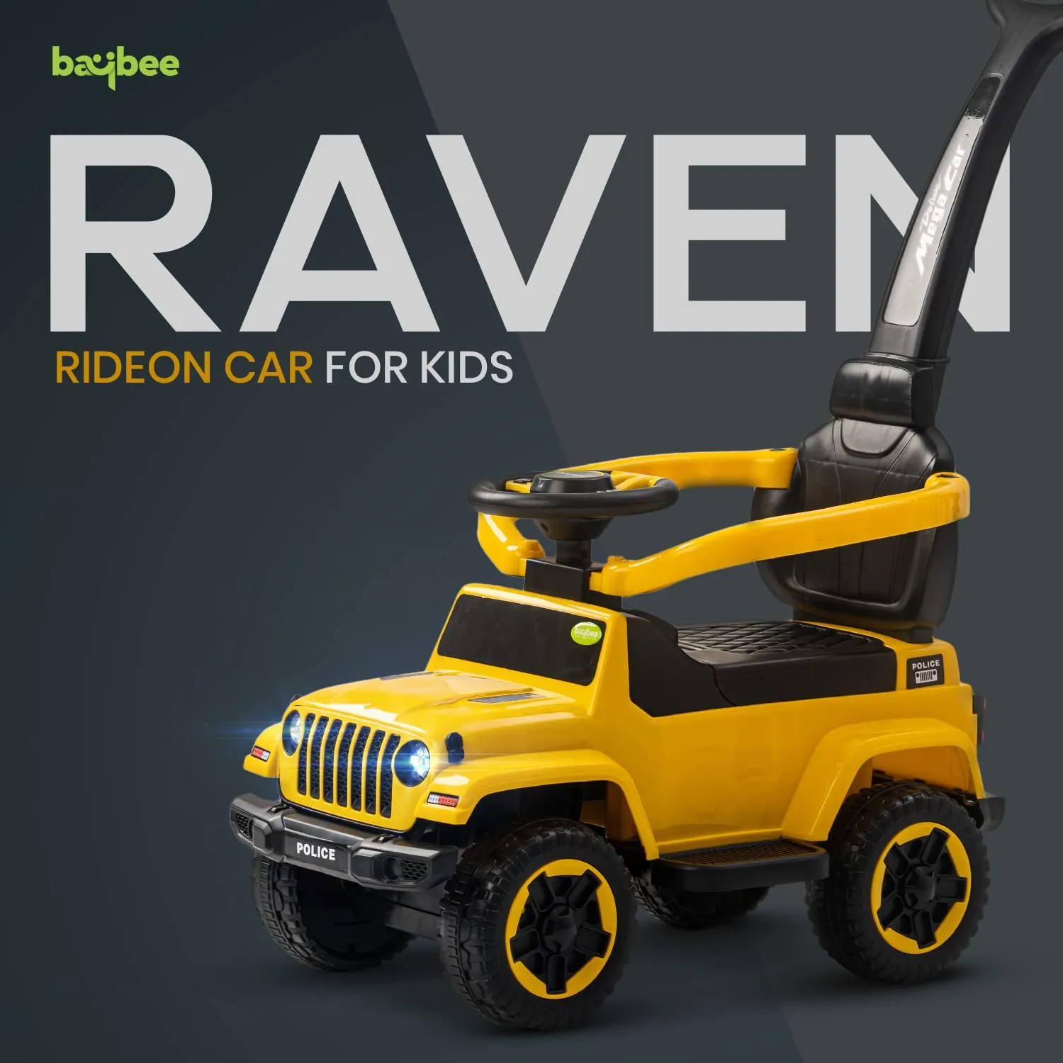 Baybee Raven Push Ride on Car for Kids Ride on Push Cars with Music Light Safety Bar & Push Handle