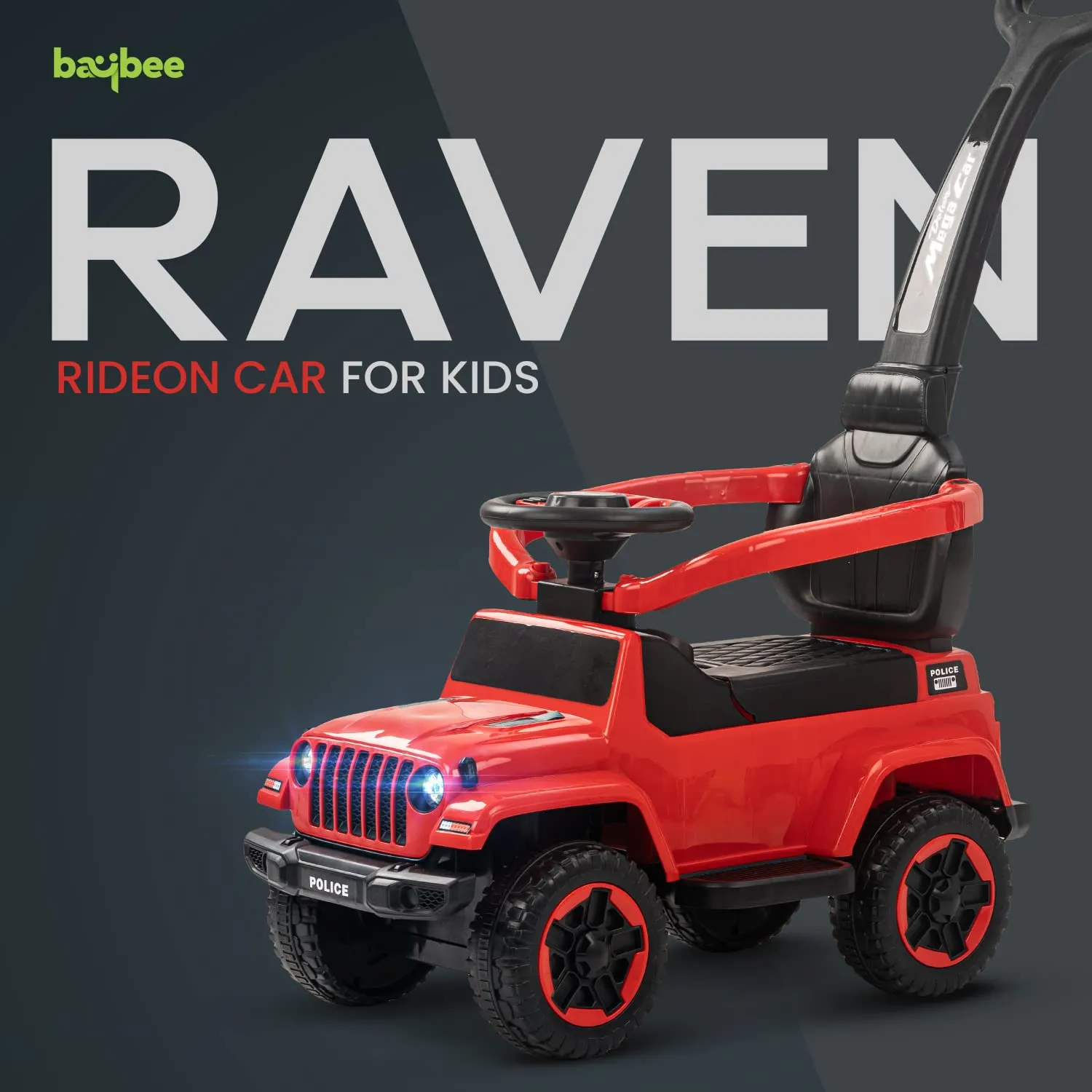 Baybee Raven Push Ride on Car for Kids Ride on Push Cars with Music Light Safety Bar & Push Handle