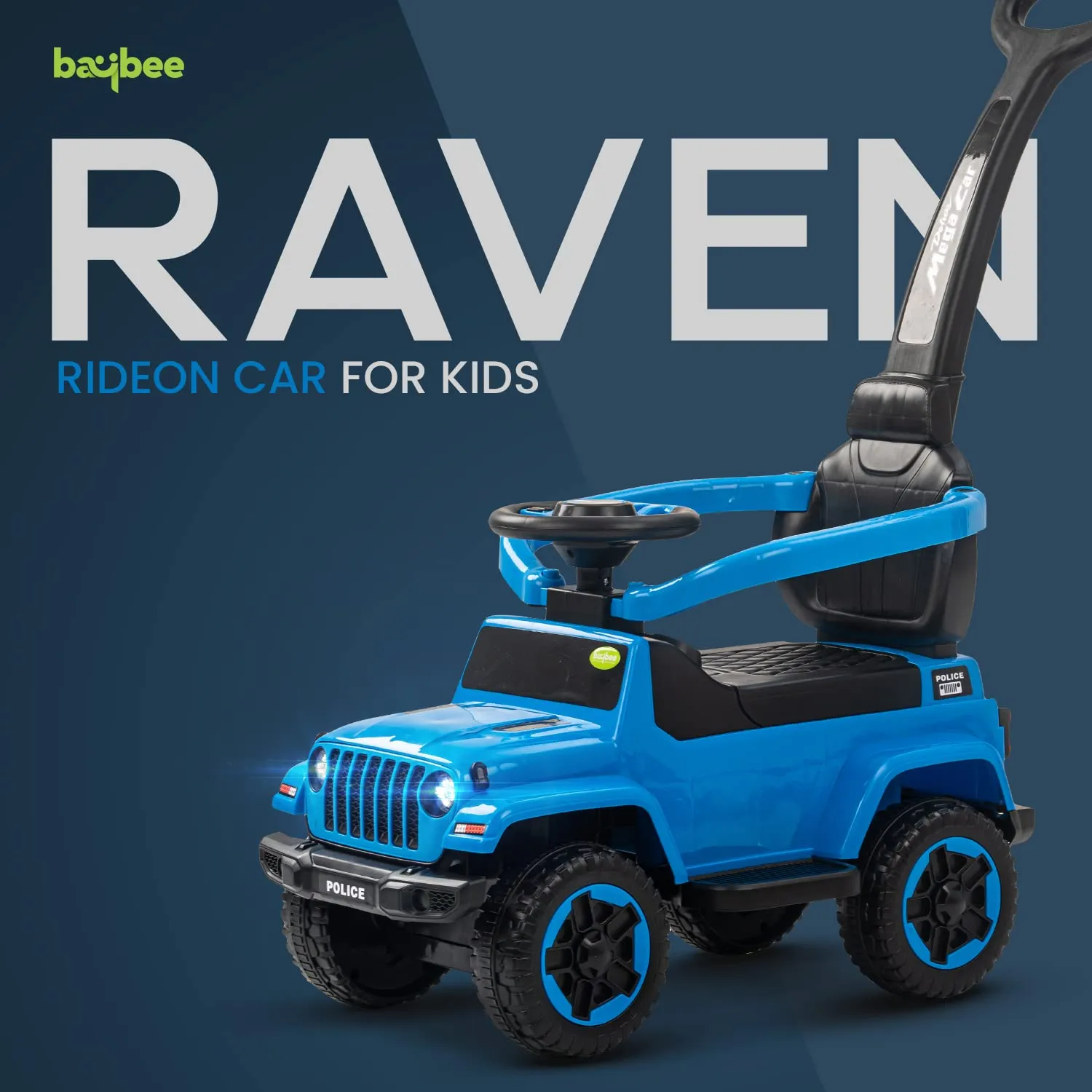 Baybee Raven Push Ride on Car for Kids Ride on Push Cars with Music Light Safety Bar & Push Handle