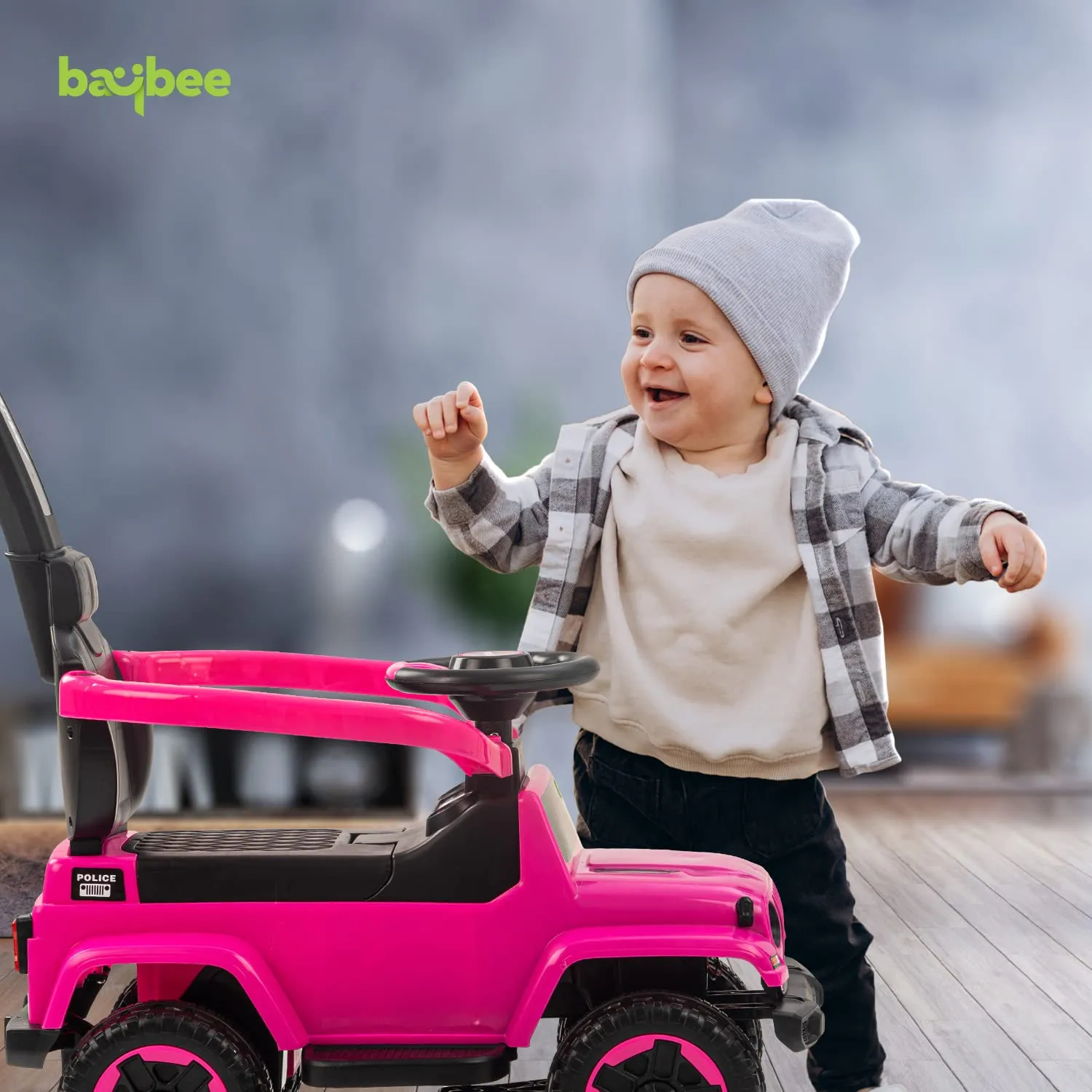 Baybee Raven Push Ride on Car for Kids Ride on Push Cars with Music Light Safety Bar & Push Handle