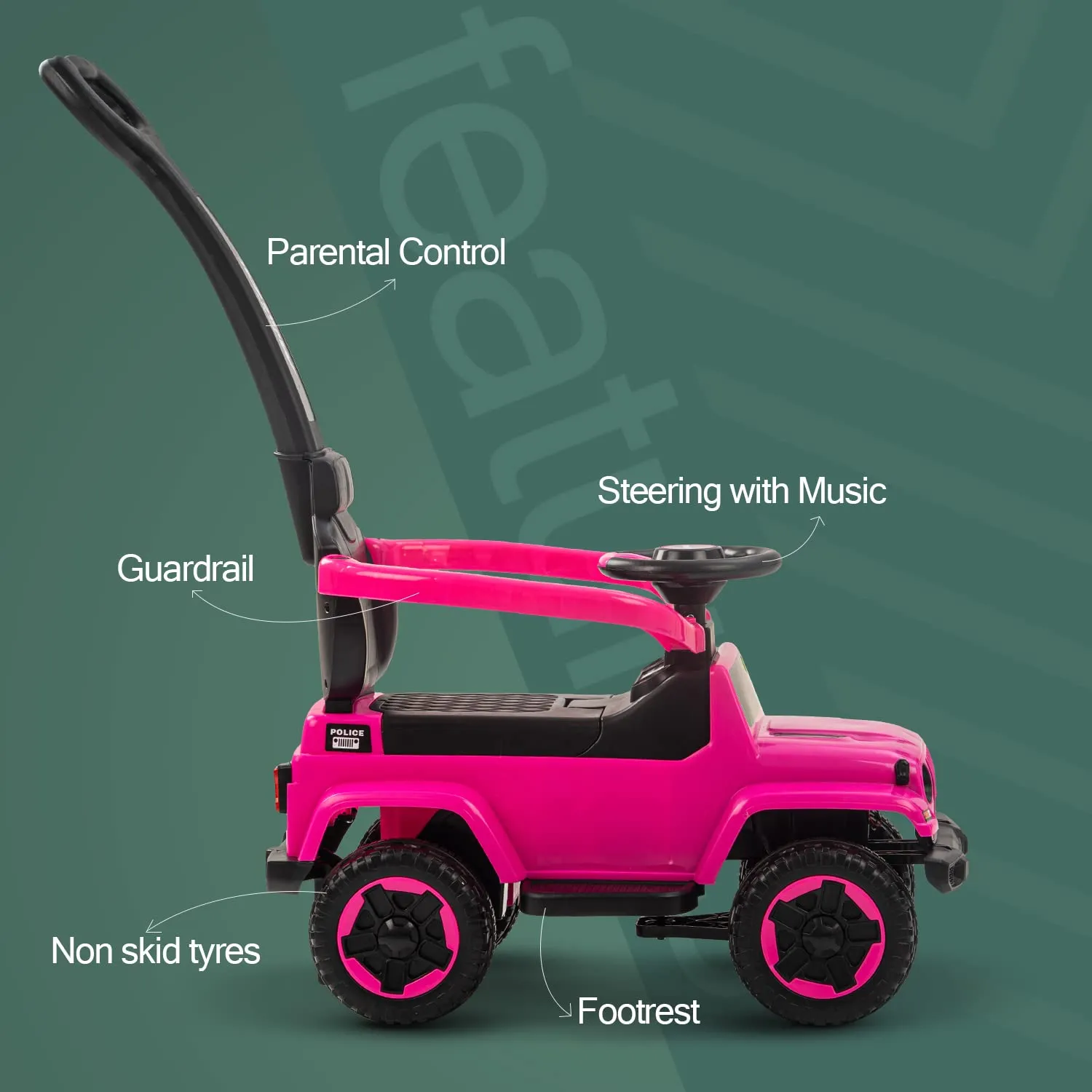Baybee Raven Push Ride on Car for Kids Ride on Push Cars with Music Light Safety Bar & Push Handle