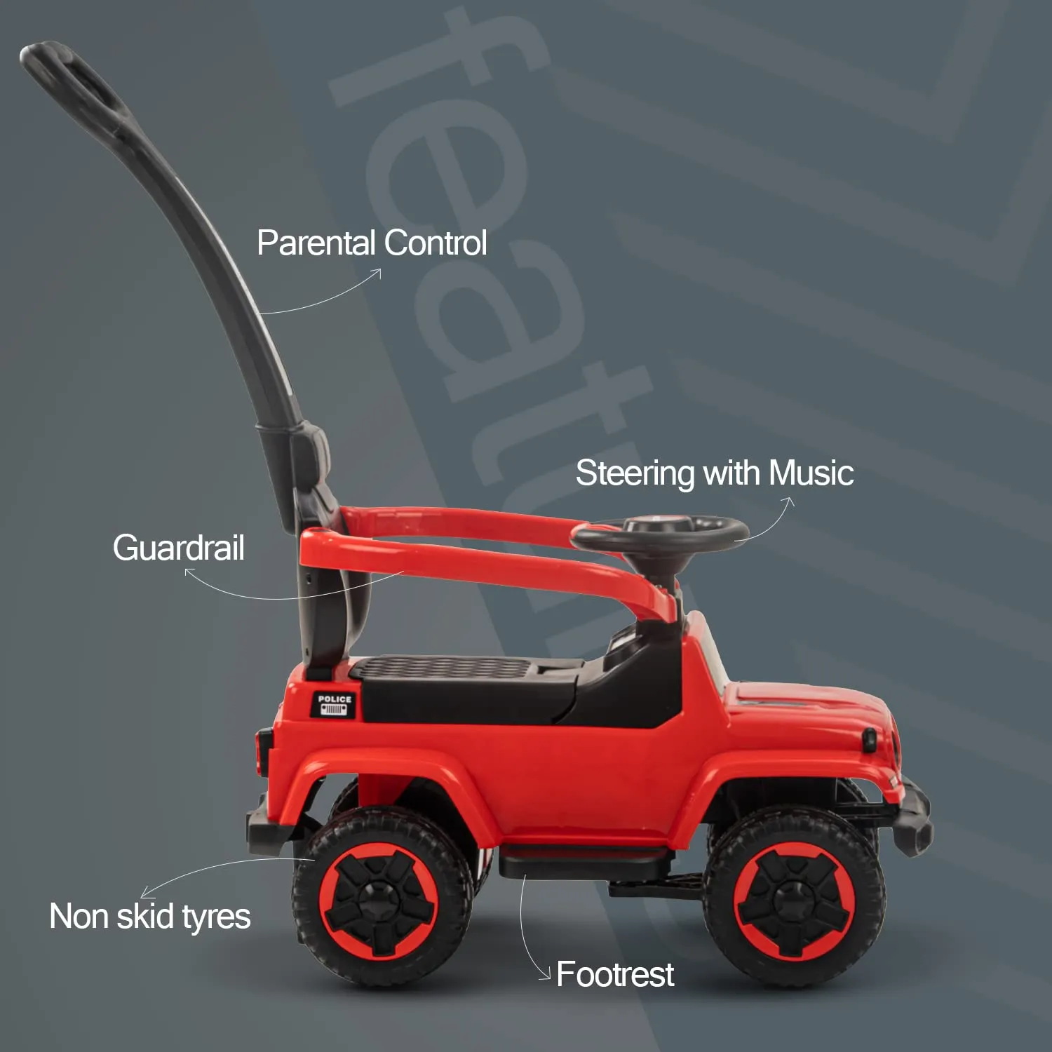 Baybee Raven Push Ride on Car for Kids Ride on Push Cars with Music Light Safety Bar & Push Handle