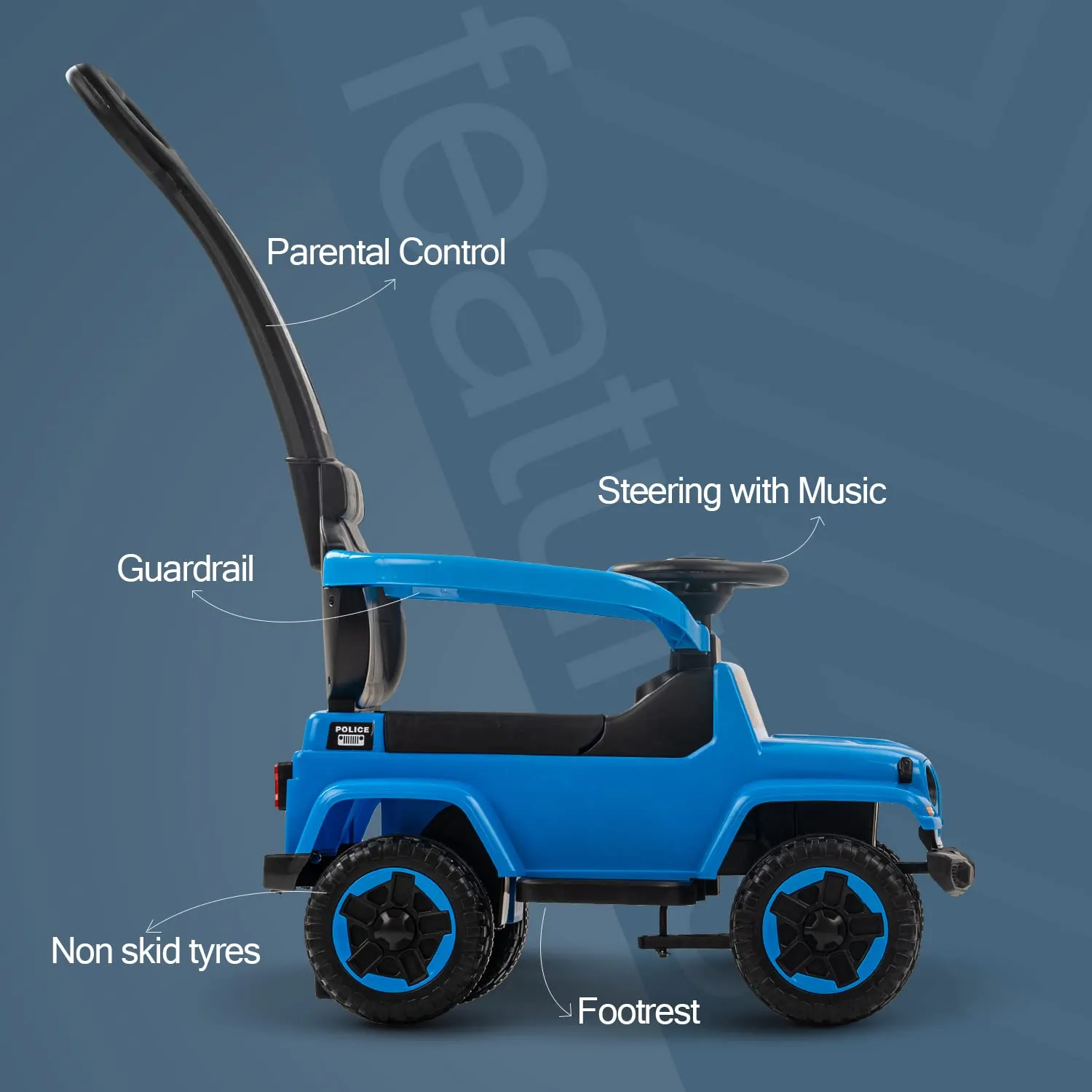 Baybee Raven Push Ride on Car for Kids Ride on Push Cars with Music Light Safety Bar & Push Handle
