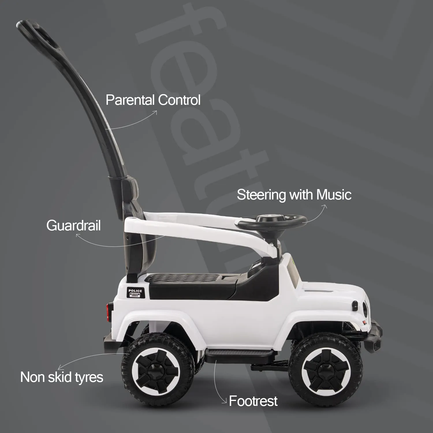 Baybee Raven Push Ride on Car for Kids Ride on Push Cars with Music Light Safety Bar & Push Handle