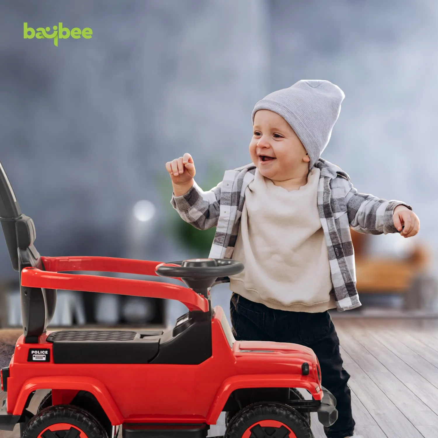 Baybee Raven Push Ride on Car for Kids Ride on Push Cars with Music Light Safety Bar & Push Handle