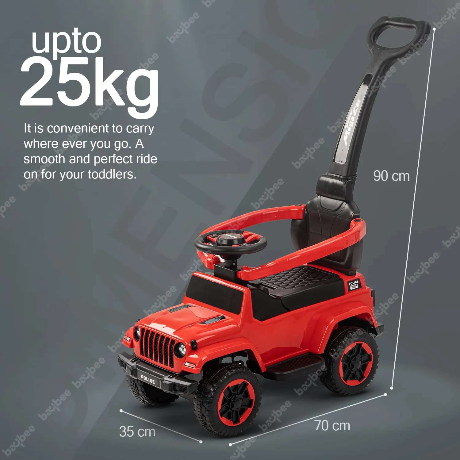Baybee Raven Push Ride on Car for Kids Ride on Push Cars with Music Light Safety Bar & Push Handle