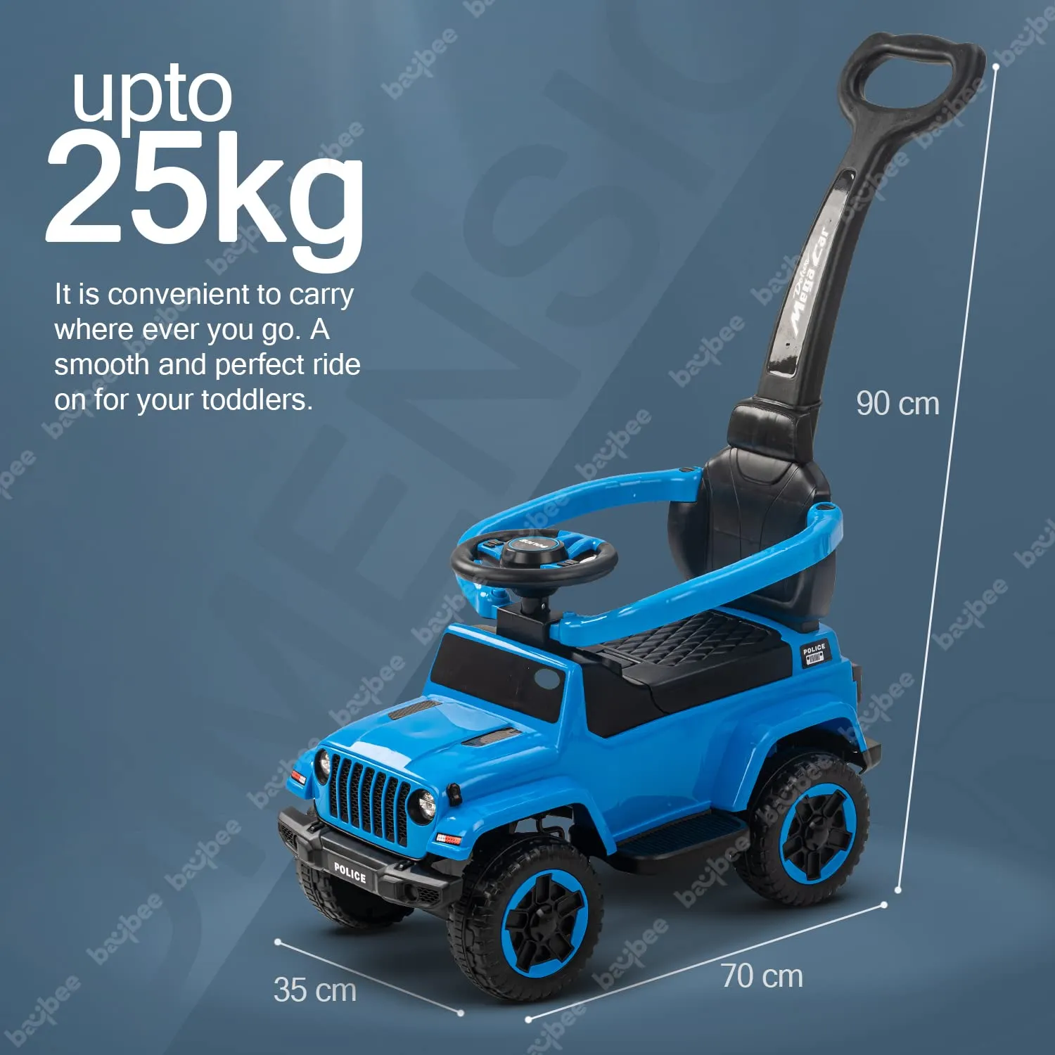 Baybee Raven Push Ride on Car for Kids Ride on Push Cars with Music Light Safety Bar & Push Handle