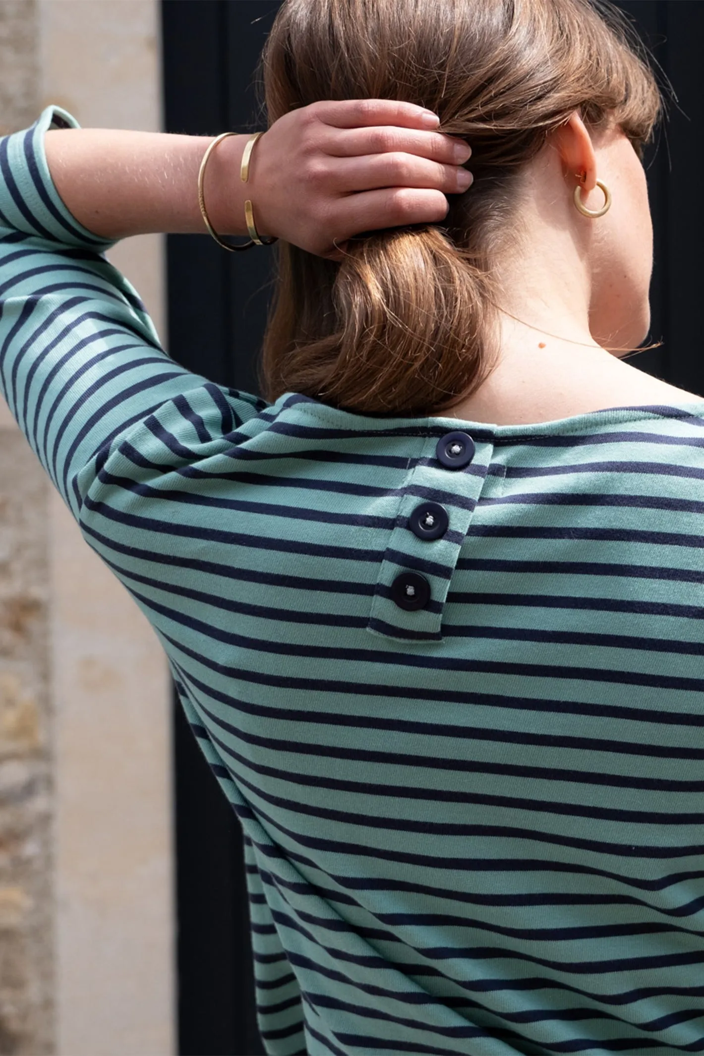 Bibico Classic Sailor Stripe T-Shirt Duck Egg Indigo