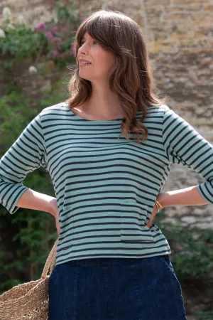 Bibico Classic Sailor Stripe T-Shirt Duck Egg Indigo