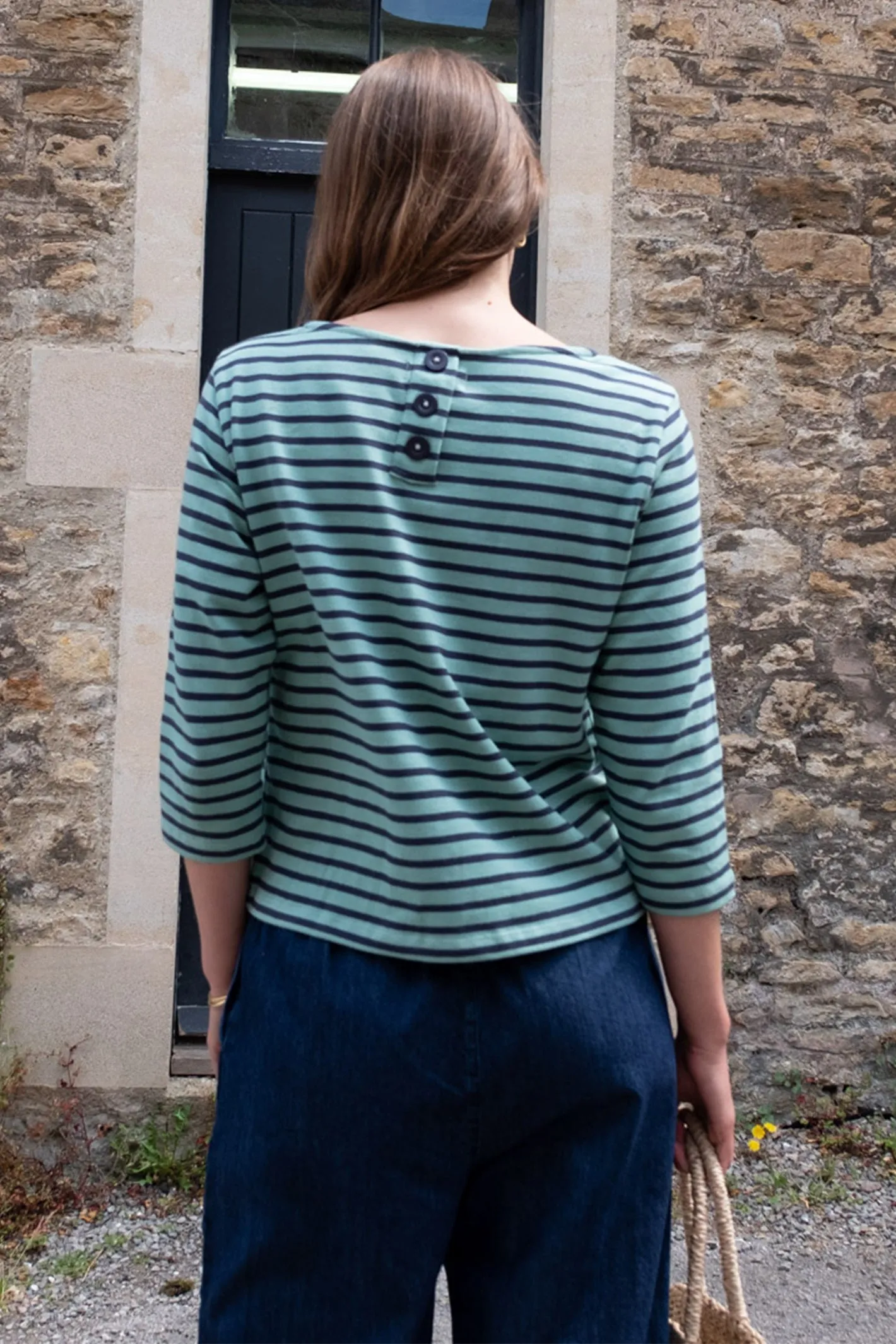 Bibico Classic Sailor Stripe T-Shirt Duck Egg Indigo