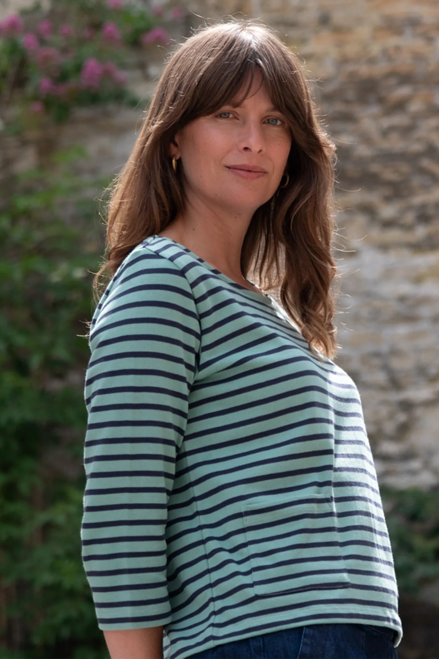 Bibico Classic Sailor Stripe T-Shirt Duck Egg Indigo