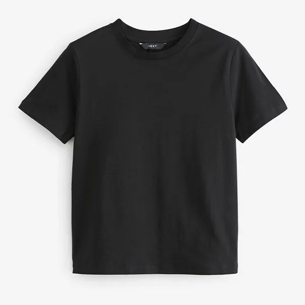 Black 100% Cotton Short Sleeve Crew Neck T-Shirt