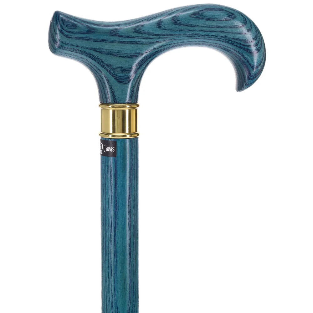Blue Denim Derby Cane: Ash Wood, Brass