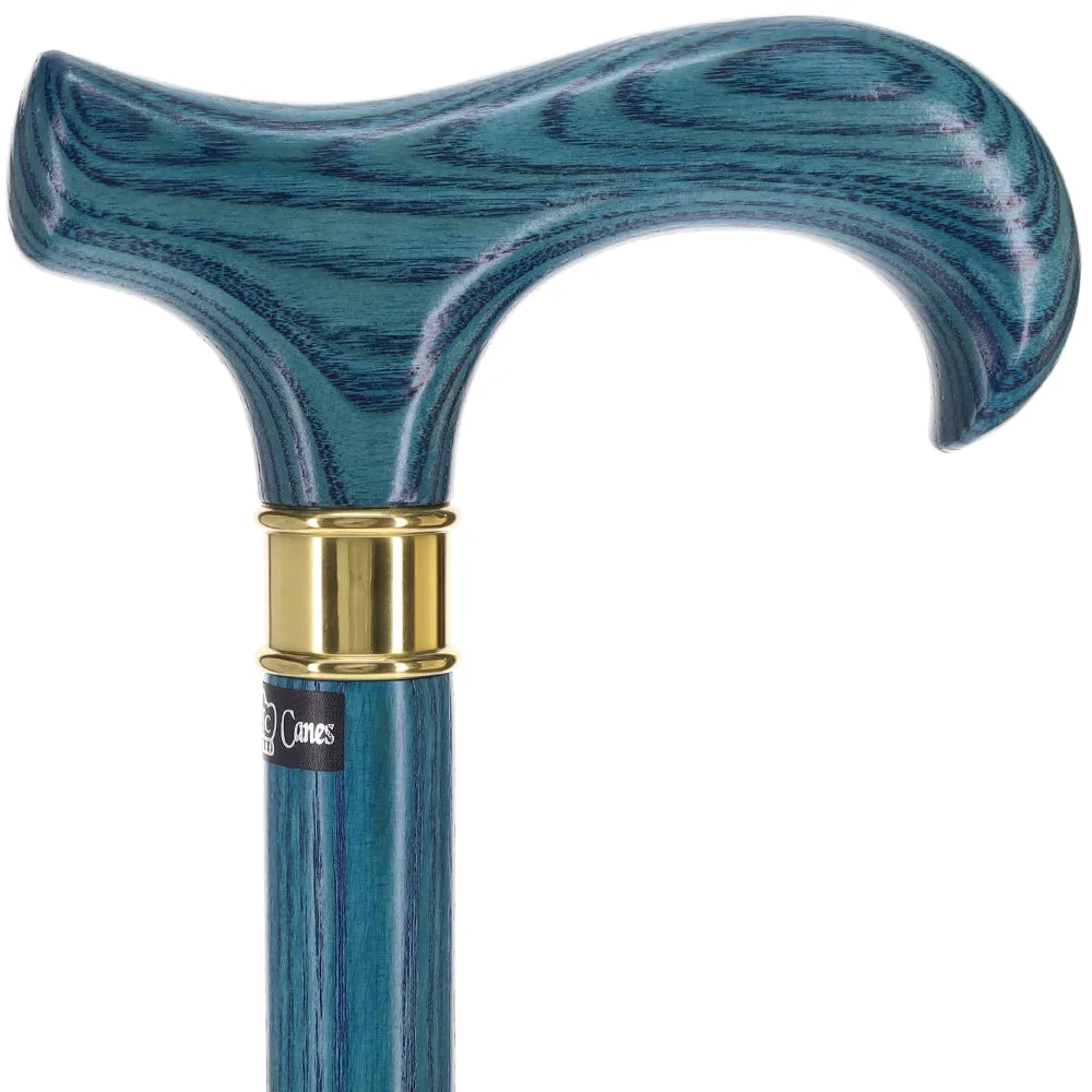Blue Denim Derby Cane: Ash Wood, Brass