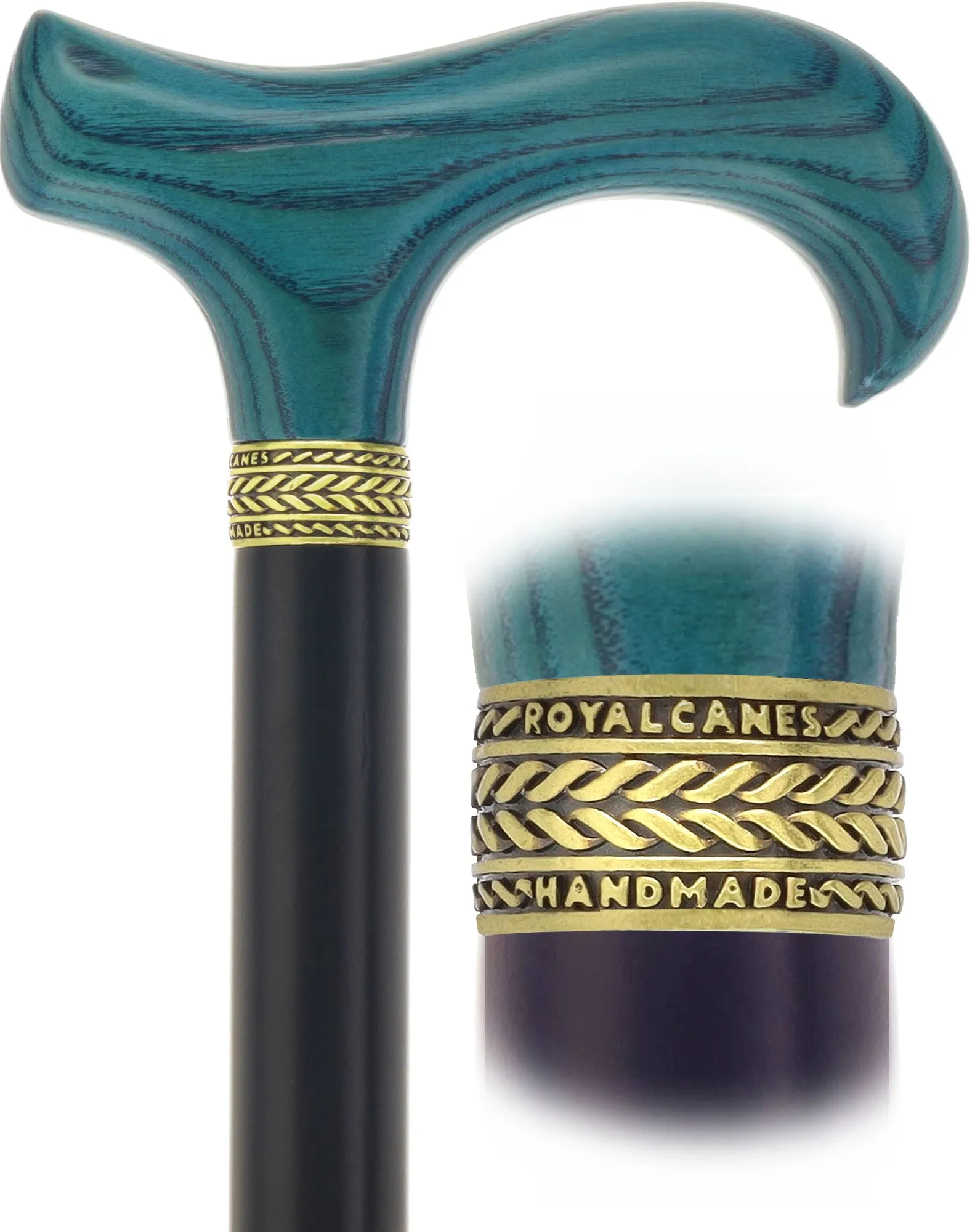 Blue Denim Derby Cane: Ash Wood, Brass