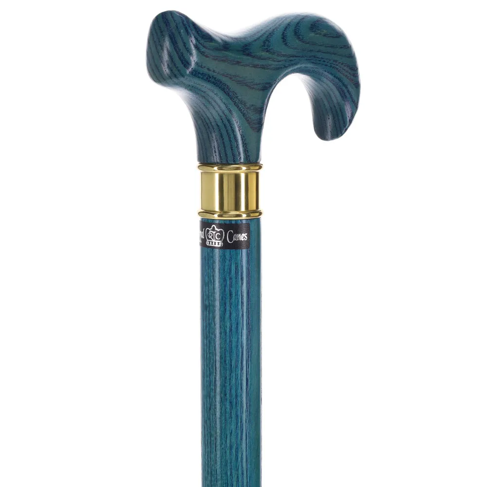 Blue Denim Derby Cane: Ash Wood, Brass