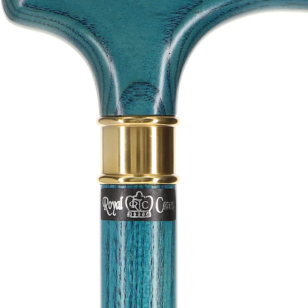 Blue Denim Derby Cane: Ash Wood, Brass