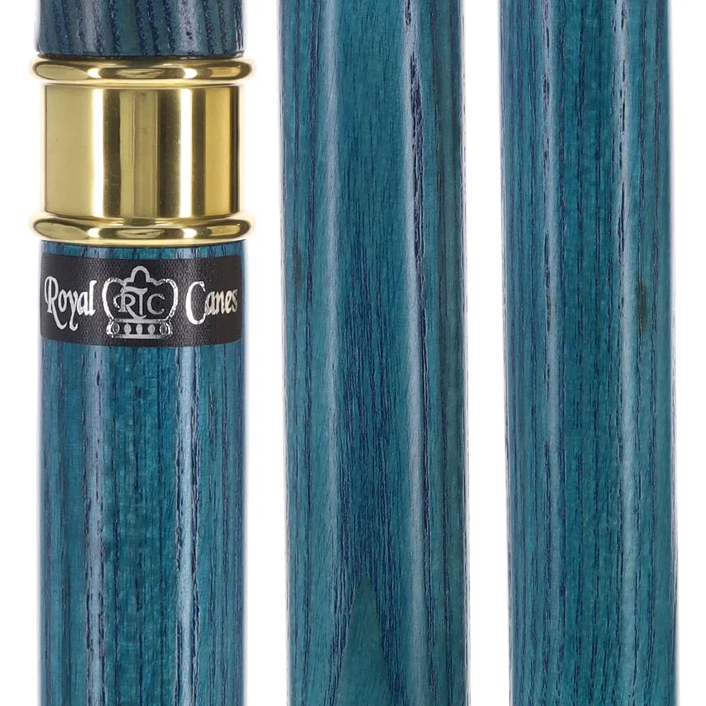 Blue Denim Derby Cane: Ash Wood, Brass