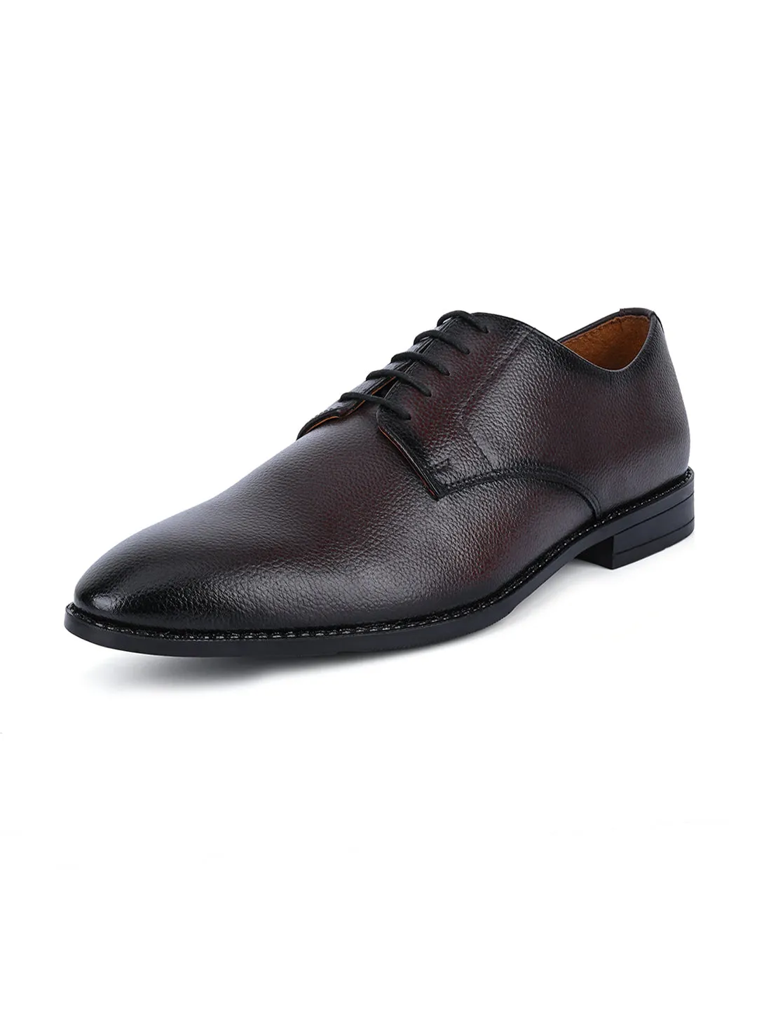 Brunette Brown Handcrafted Derby Lace Up Shoes