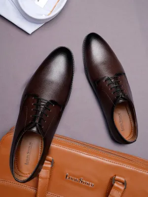 Brunette Brown Handcrafted Derby Lace Up Shoes