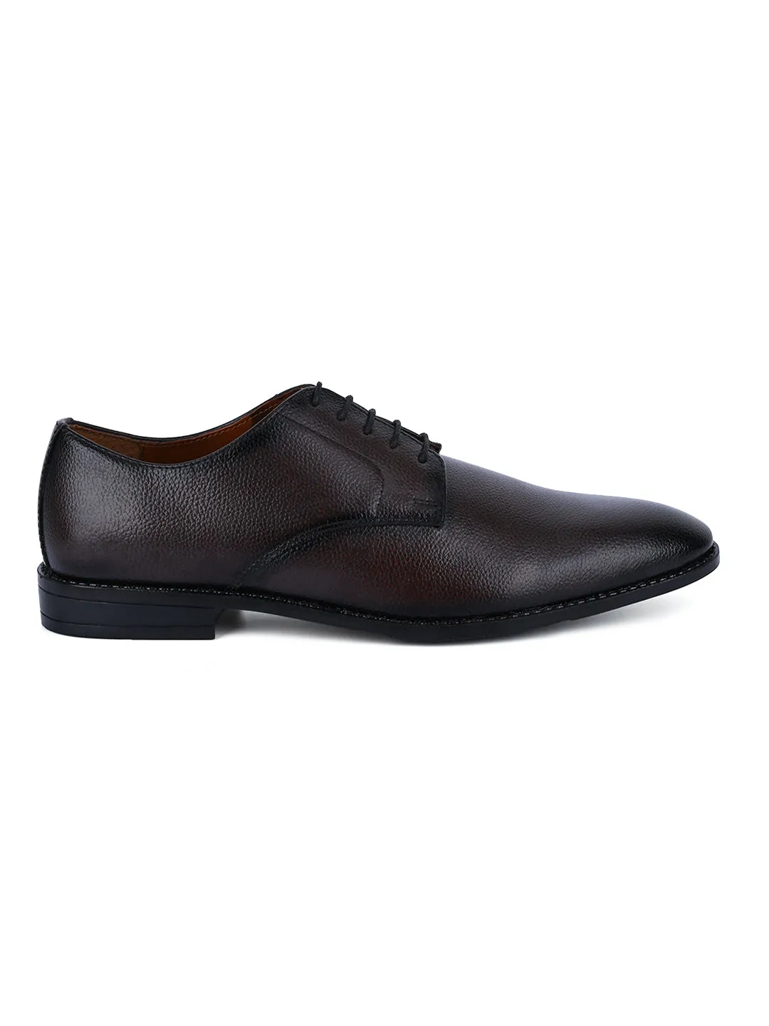 Brunette Brown Handcrafted Derby Lace Up Shoes