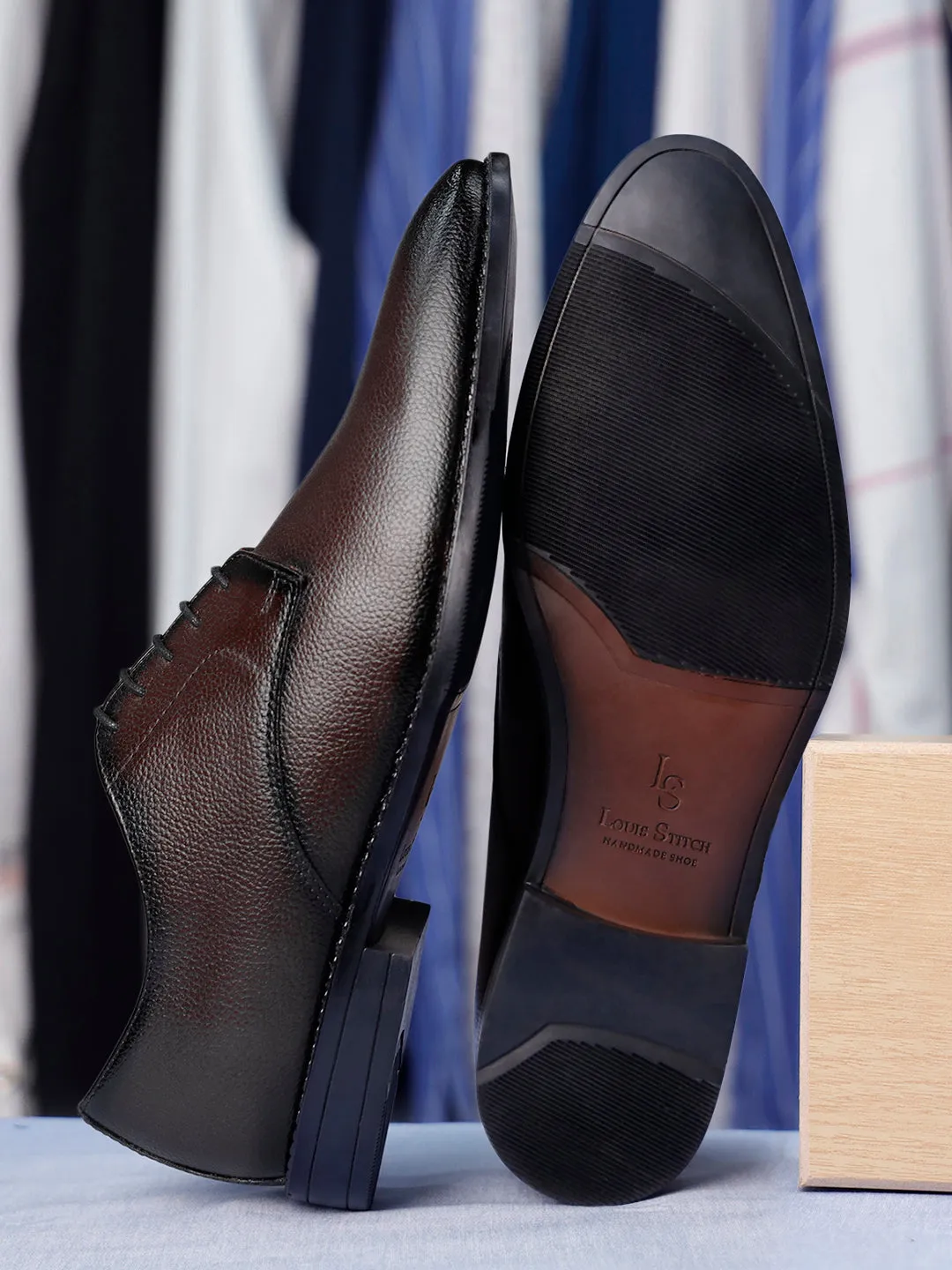 Brunette Brown Handcrafted Derby Lace Up Shoes
