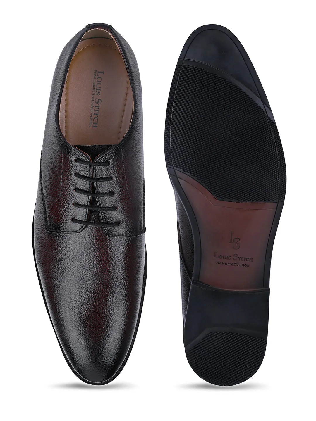 Brunette Brown Handcrafted Derby Lace Up Shoes