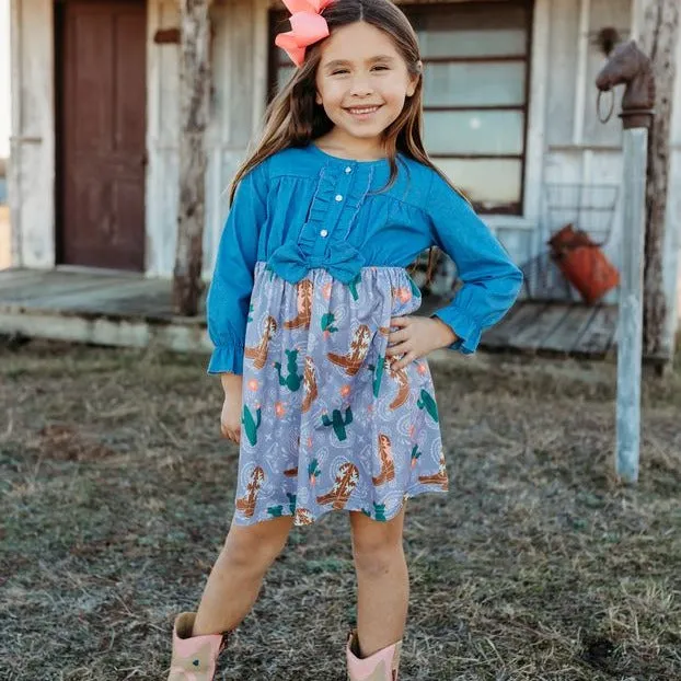 Cactus & Boot Denim Dress Toddler (2T-5T)