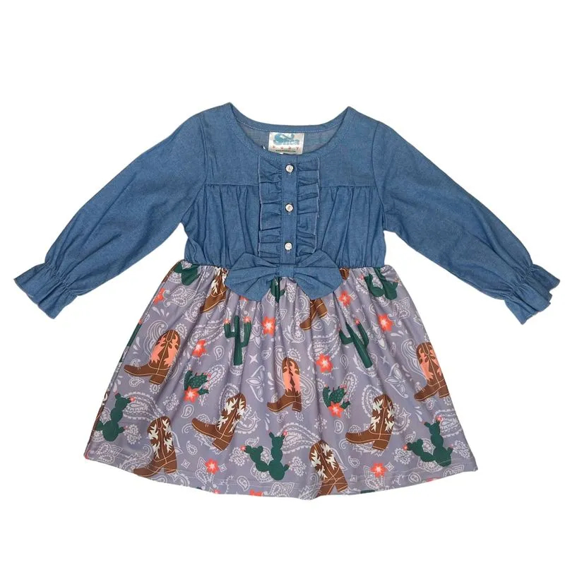 Cactus & Boot Denim Dress Toddler (2T-5T)